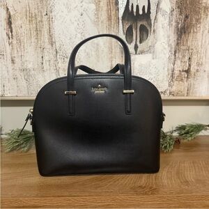Kate Spade Black Pebbled Leather Dome Satchel – Structured Top Handle Classic
